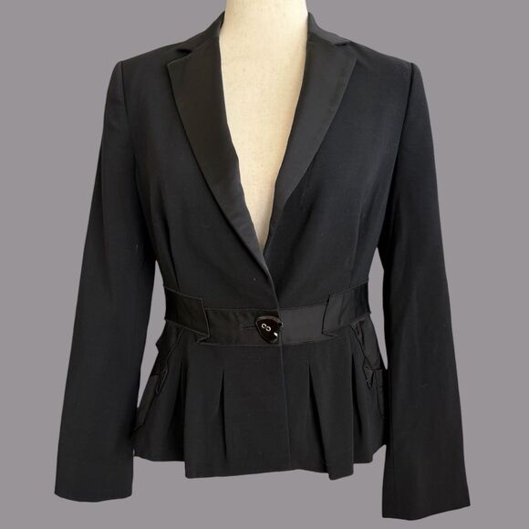 Love Moschino Nipped Waist Black Jacket Womens 6 Whimsy Heart Button Fun Luxury